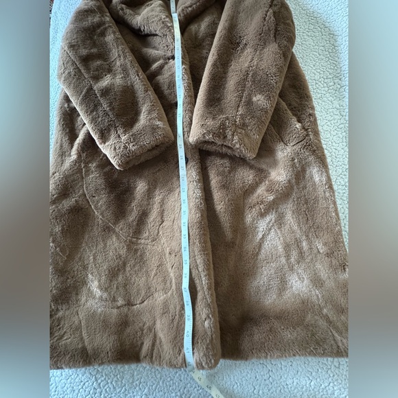 Ann Taylor Brown Faux Fur Coat Size L - Picture 9 of 11